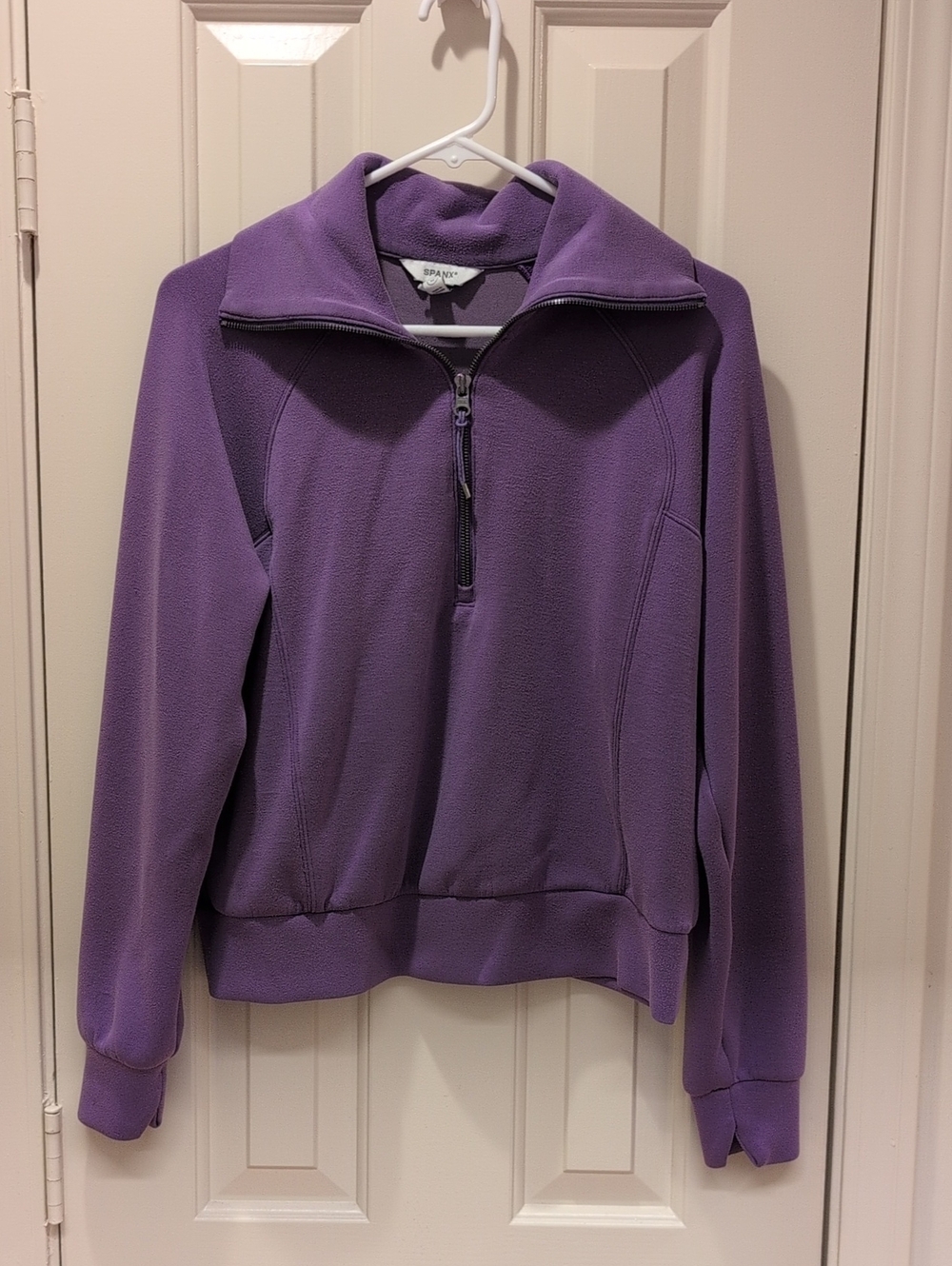 SPANX Purple Fleece Quarter-Zip Pullover
